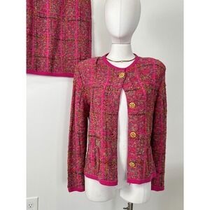 Steve Fabrikant Blazer Skirt Set Tweed Style Knit Wool Petite